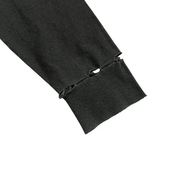 Joah Brown Mock Neck Cropped Long Sleeve Shirt Gray S / M Distressed Minimalist - Picture 3 of 8